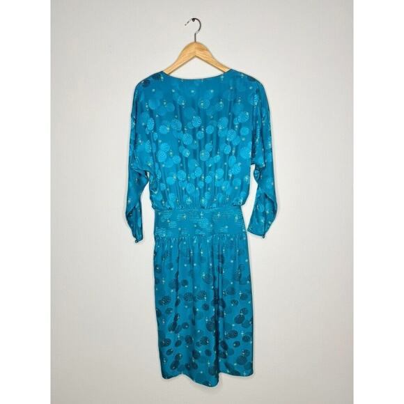 VTG Charles Bianco Italy Silk Colorful Longsleeve Art Deco Luxury Geometric Maxi - Picture 10 of 11